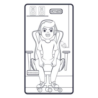 Mutlu çocuk internette oynuyor.