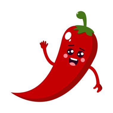 İzole edilmiş biber çizgi filmi Kawaii