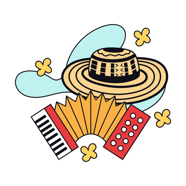 Chapeau et accordéon Vueltiao — Image vectorielle