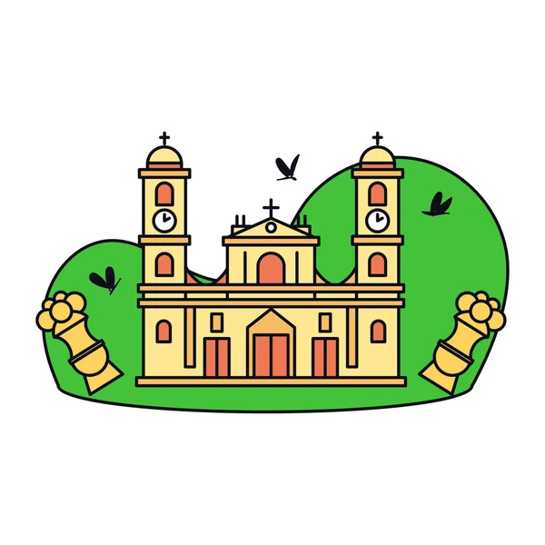 Eglise ou cathédrale colombienne typique — Image vectorielle