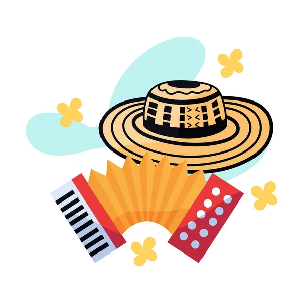 Chapeau et accordéon Vueltiao — Image vectorielle