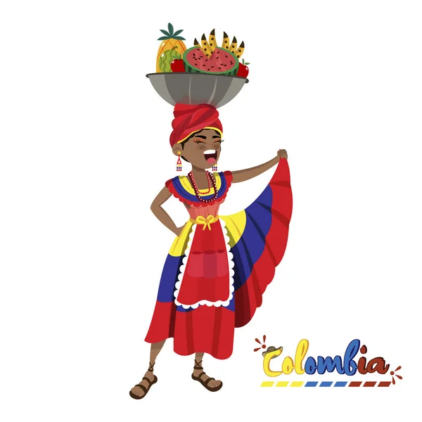 Izolowana kolumbijska kobieta palenquera — Wektor stockowy