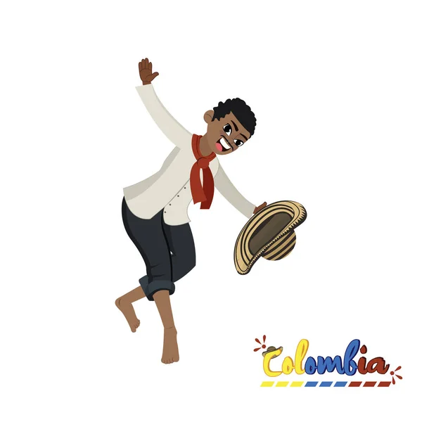 Hombre colombiano tradicional bailando — Vector de stock