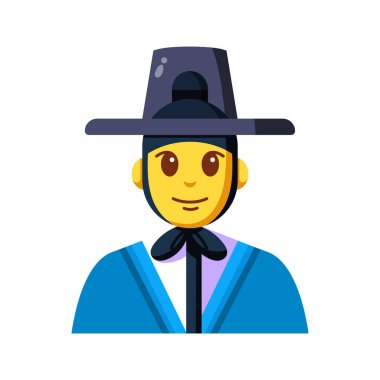 Geleneksel Güney Koreli kıyafetlerle izole edilmiş bir adam.