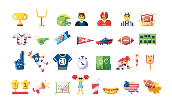 Set van amerikaanse voetbal pictogrammen — Stockvector