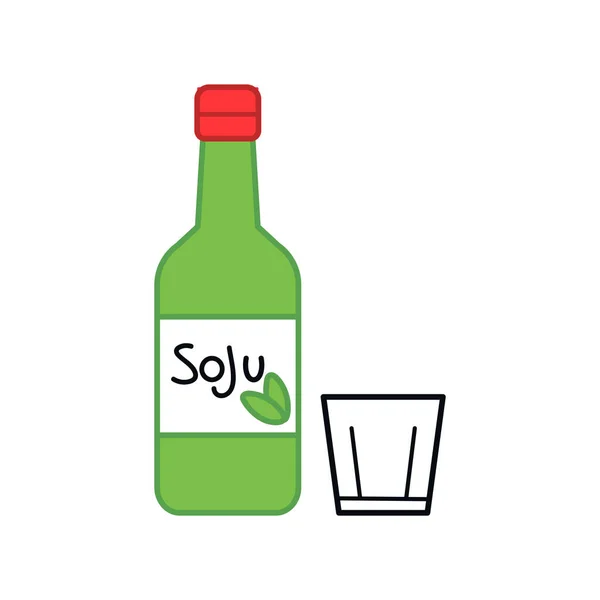 Ícone isolado da bebida da garrafa do soju — Vetor de Stock