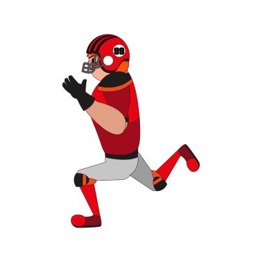 İzole edilmiş Amerikan futbolcu çizgi filmi