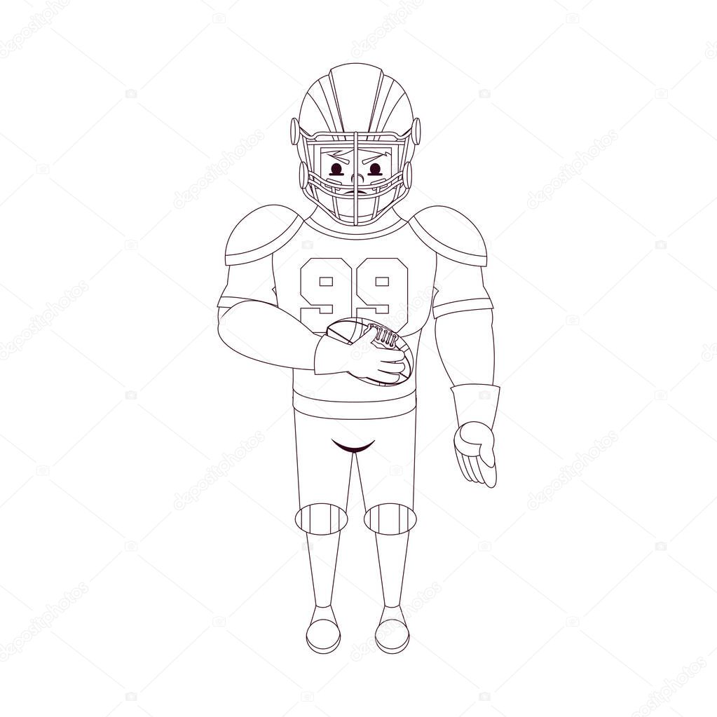 Isolated amercian football player cartoon