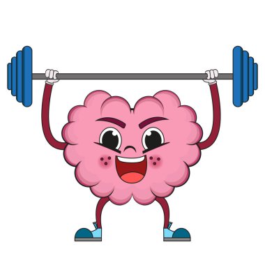 Ağırlık kaldıran bir beynin izole edilmiş çizgi filmi.