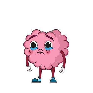 Üzgün bir beynin izole edilmiş çizgi filmi.