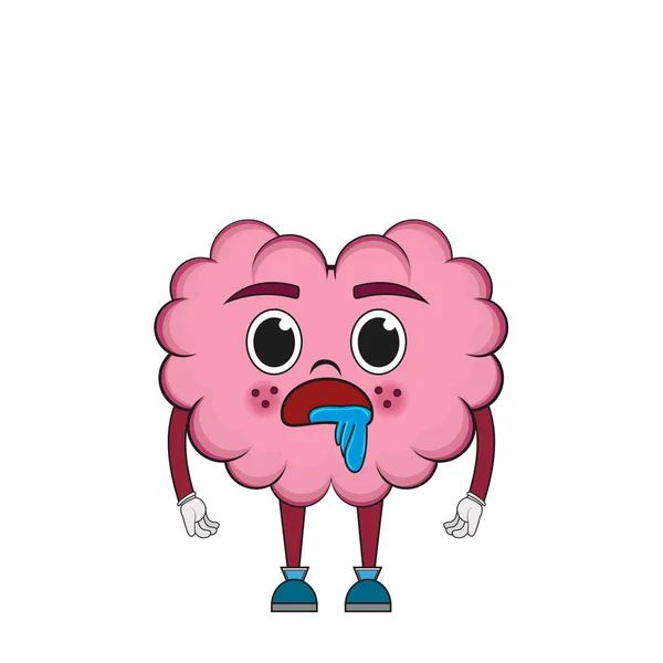 Isolated cartoon of a drooling brain — Stock Vector
