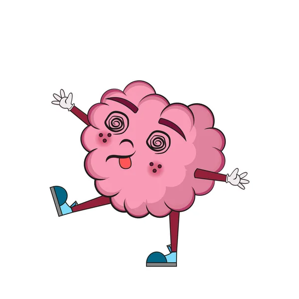 Cartone animato isolato di un cervello pazzo — Vettoriale Stock