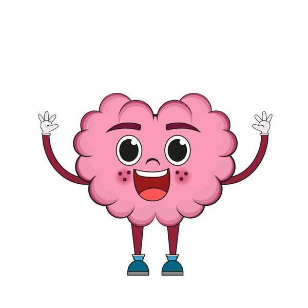 Geïsoleerde cartoon van een gelukkig brein — Stockvector