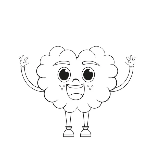 Caricature isolée d'un cerveau heureux — Image vectorielle