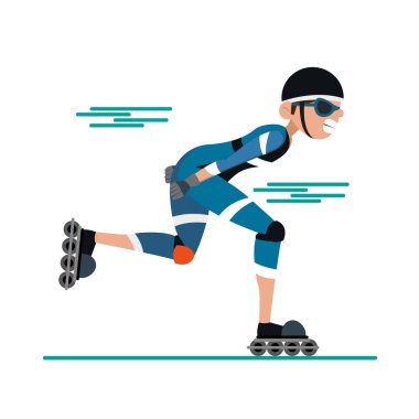 İzole çocuk karakteri paten yapıyor.