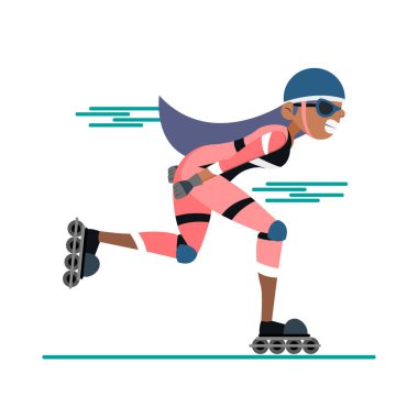 İzole edilmiş kız karakter paten çalışıyor.