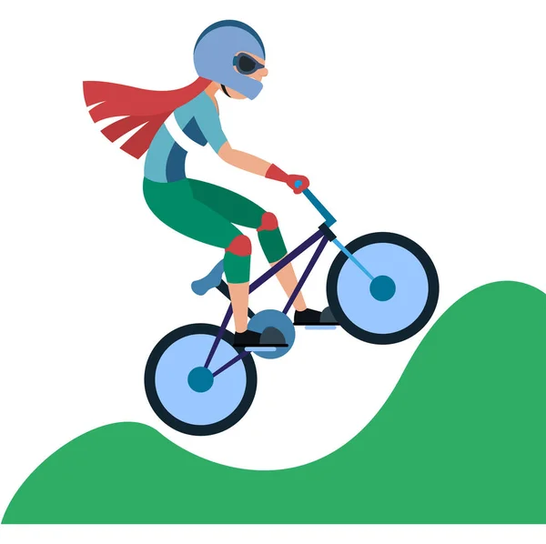 Isolated female athlete character cycling — Stock Vector