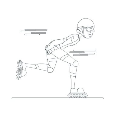 İzole çocuk karakteri paten yapıyor.