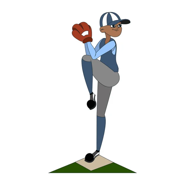 Personaje masculino aislado practicando béisbol — Vector de stock