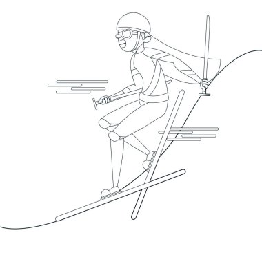 Ayrı bir kız sporcu. Kayak yapıyor.