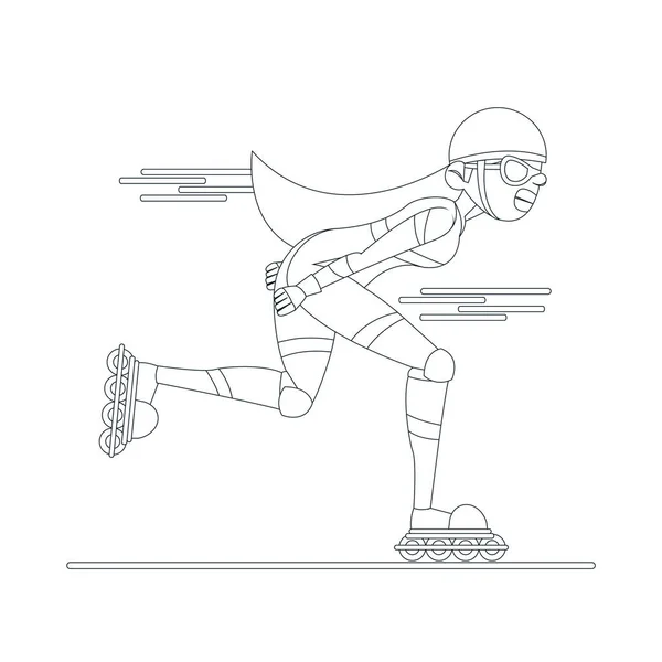 Изолированный женский персонаж, практикующий коньки — стоковый вектор