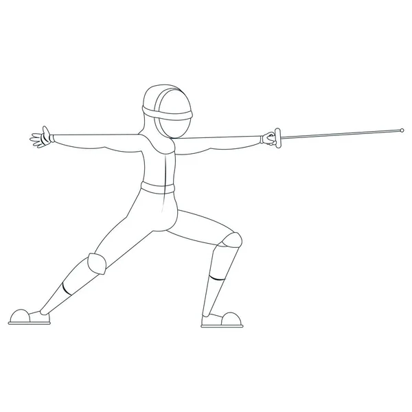 Personaje atleta aislado practicando esgrima — Archivo Imágenes Vectoriales