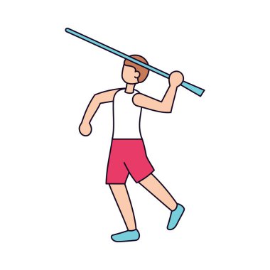 Tecrit edilmiş erkek karakter ikonu mızrak atıyor