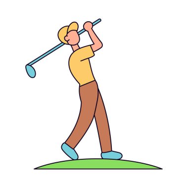 Münferit atlet karakter ikonu golf çalışıyor