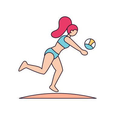 Ayrı kadın karakter voleybol antrenmanı yapıyor.