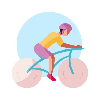 İzole erkek atlet karakter ikonu bisiklet