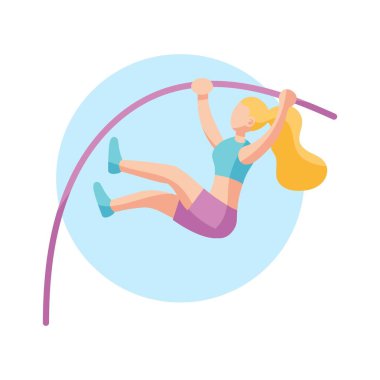 Ayrı kadın atlet karakter ikonu atletizm pratiği yapıyor