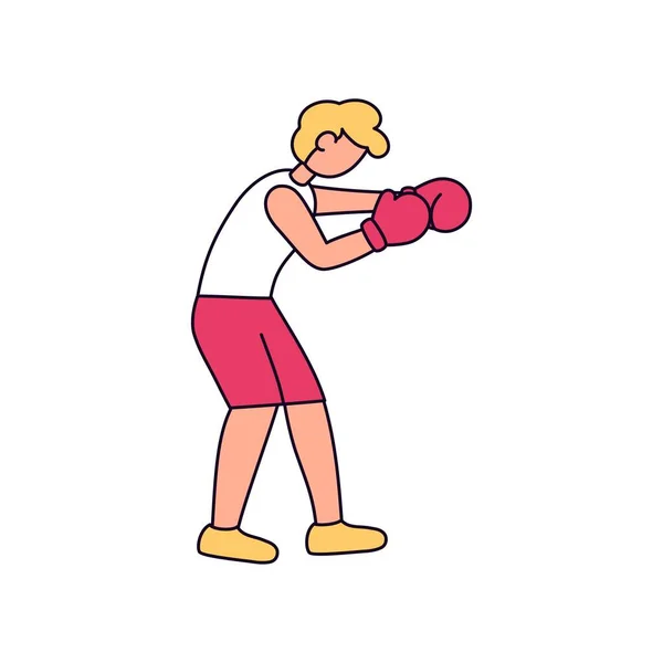 İzole erkek atlet karakter ikonu boksu — Stok Vektör