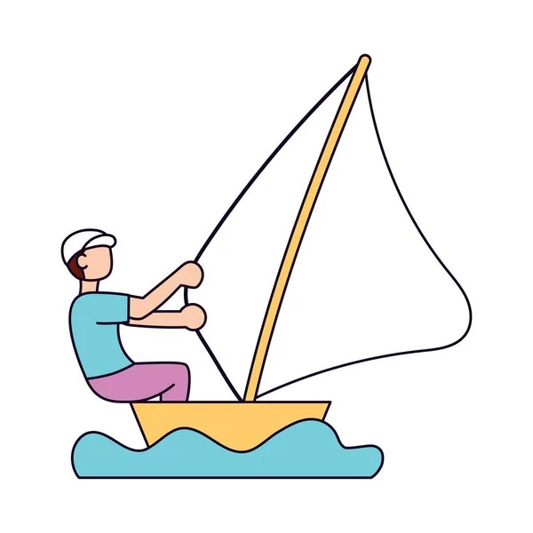 Icono de carácter atleta aislado practicando vela — Vector de stock