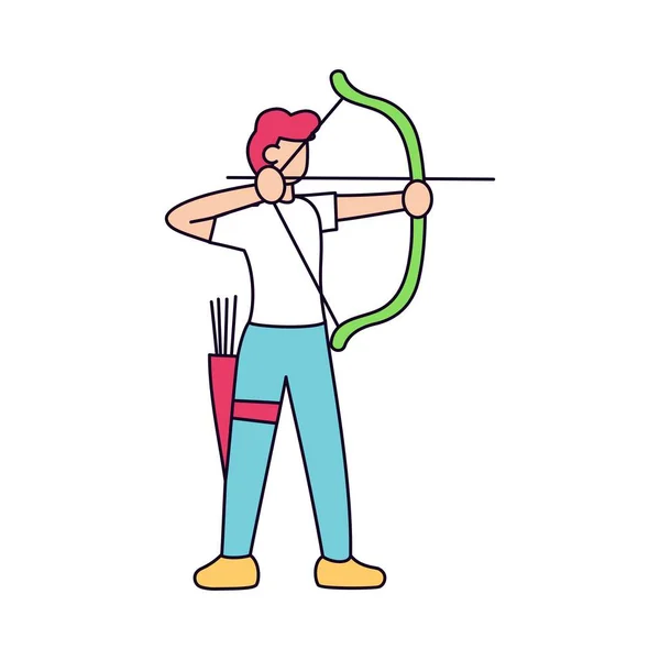 Icono chico aislado practicando tiro con arco deporte — Vector de stock