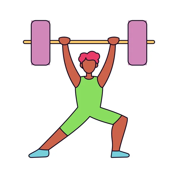 Icono de carácter atleta aislado practicando levantamiento de pesas — Vector de stock