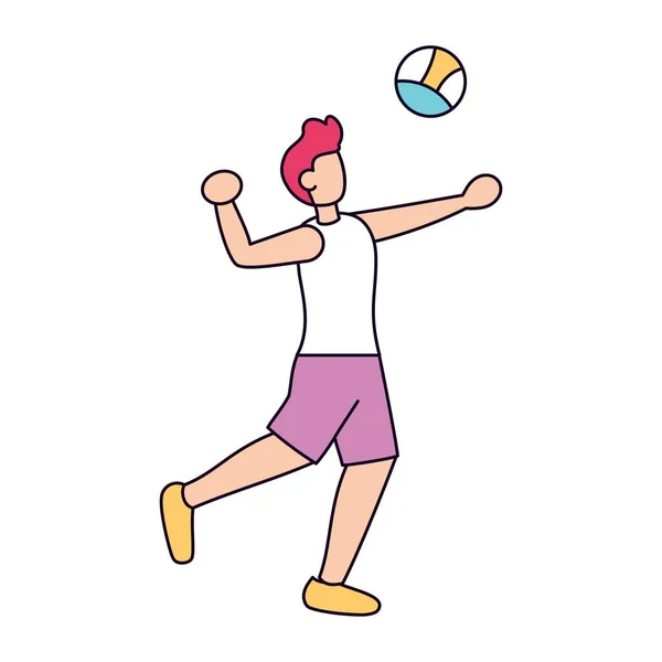 Garçon isolé pratiquant le volley-ball — Image vectorielle