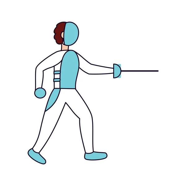 孤立的运动员性格练习击剑 — 图库矢量图片