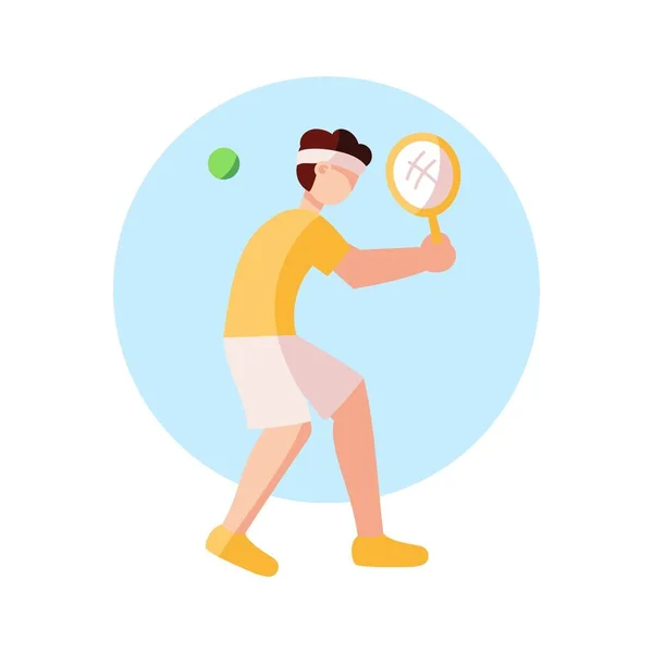 Isolated athlete character icon practicing tennis — Stock Vector