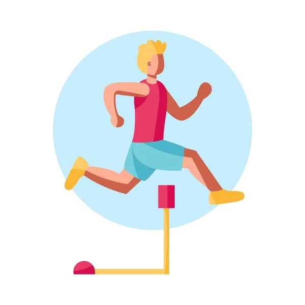 Personaje atleta masculino aislado practicando atletismo — Vector de stock