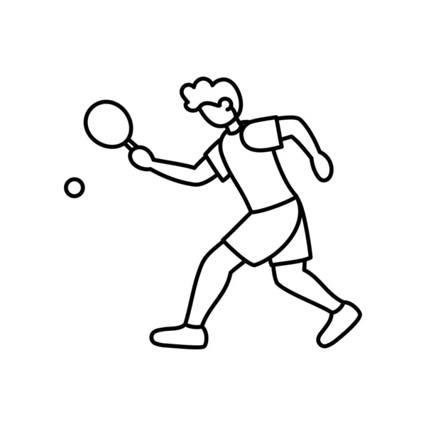 Geïsoleerde atleet karakter pictogram oefenen ping pong — Stockvector