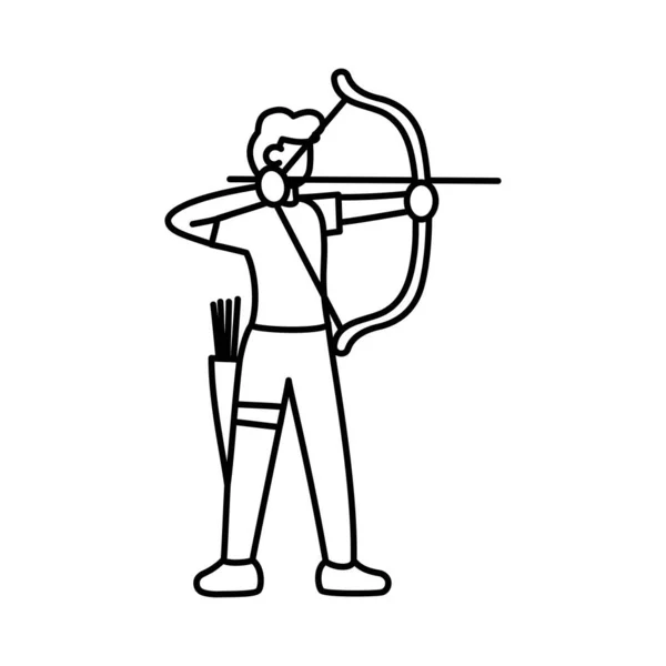 Vereinzelte Jungen-Ikone beim Bogenschießen — Stockvektor