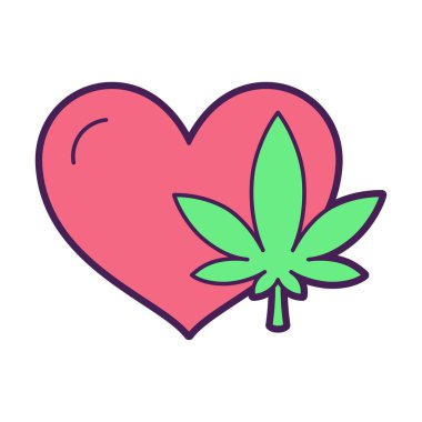 Kalp doğal tıp ikonu ile izole edilmiş kenevir