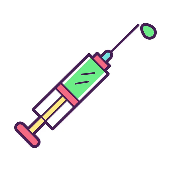 Ikona injekční stříkačky s konopím — Stockový vektor