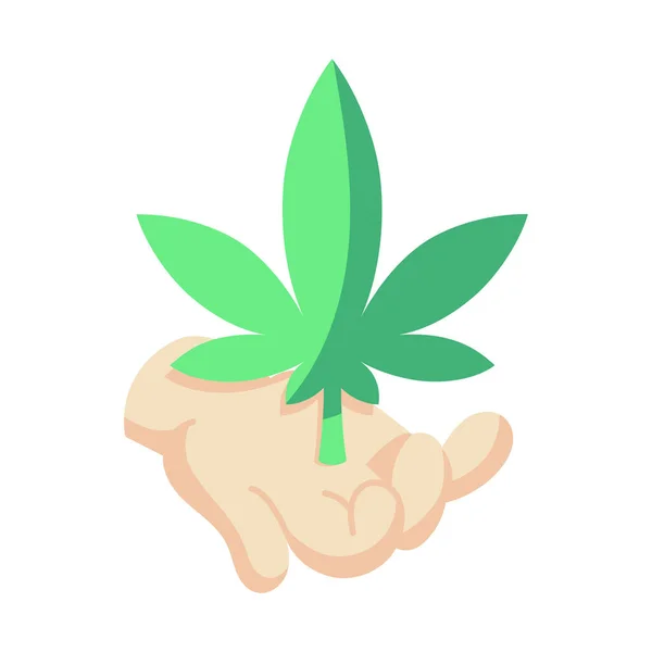 Cannabis isolado em um ícone de medicina natural mão — Vetor de Stock
