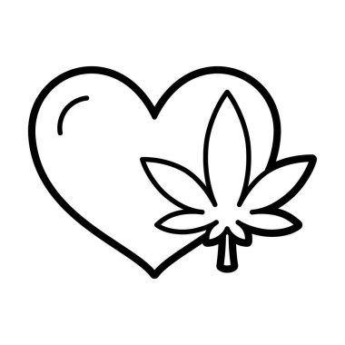 Kalp doğal tıp ikonu ile izole edilmiş kenevir
