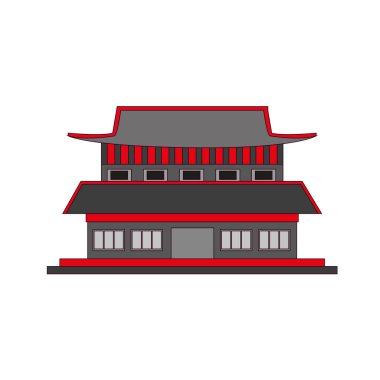 İzole edilmiş geleneksel Kore binası simgesi