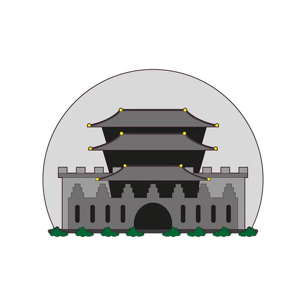 Icono de edificio de Corea tradicional aislado — Archivo Imágenes Vectoriales