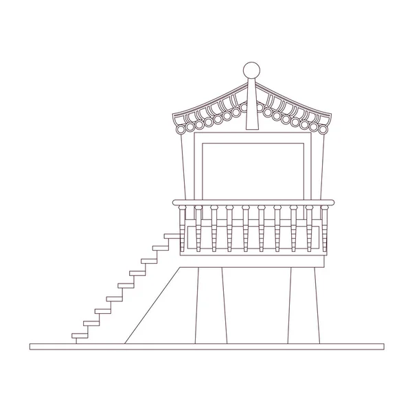 孤立的传统韩国建筑图标 — 图库矢量图片