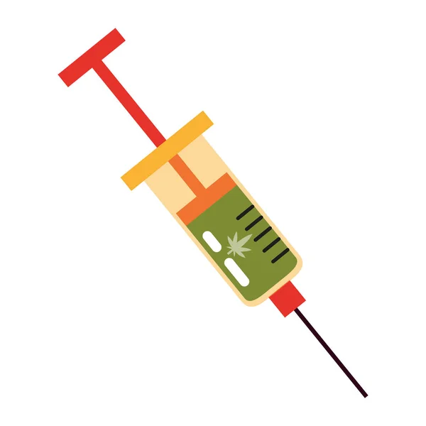 Isolated cannabis natural medicine syringe icon — Stock Vector