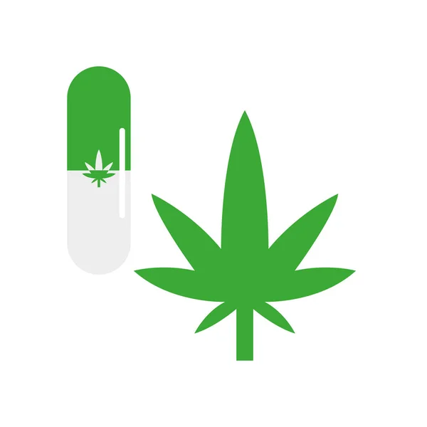 Isolado cannabis medicina natural ícone pílula — Vetor de Stock